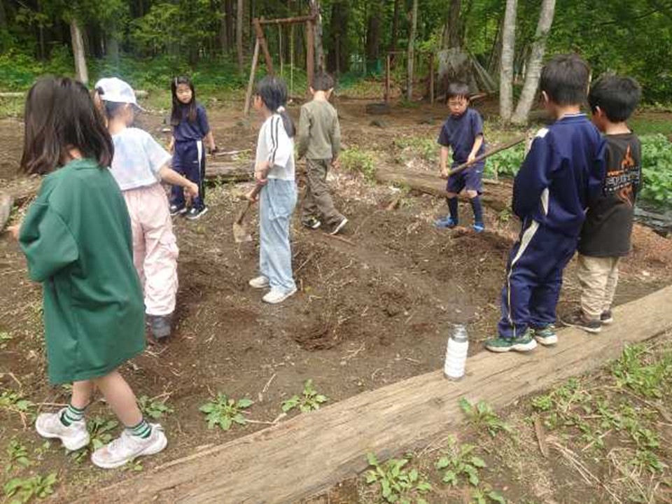 畑づくりで土に触れる体験